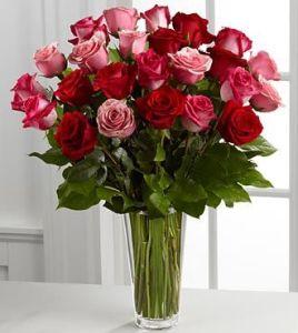 The 2 Dozen Long Stem Pink and Red Rose Bouquet – Pleasanton Flower Shop, Pleasanton CA