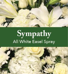 All White Easel Spray – Pleasanton Flower Shop, Pleasanton CA
