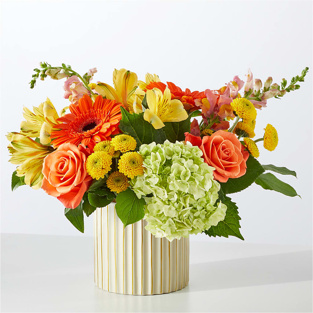 Autumn Sunshine Bouquet with Ivory Vase –  Pleasanton Flower Shop, Pleasanton CA