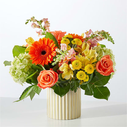 Autumn Sunshine Bouquet with Ivory Vase –  Pleasanton Flower Shop, Pleasanton CA