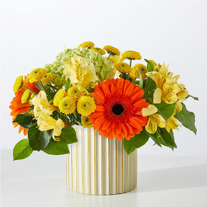 Autumn Sunshine Bouquet with Ivory Vase –  Pleasanton Flower Shop, Pleasanton CA