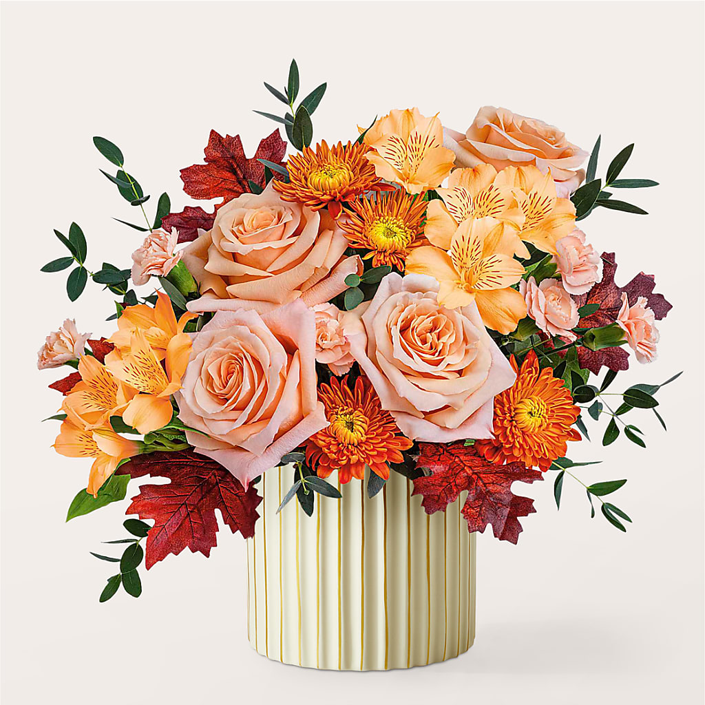Spiced Latte Bouquet with Ivory Vase –  Pleasanton Flower Shop, Pleasanton CA