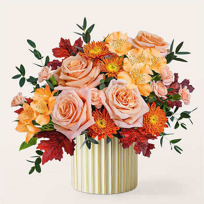 Spiced Latte Bouquet with Ivory Vase –  Pleasanton Flower Shop, Pleasanton CA