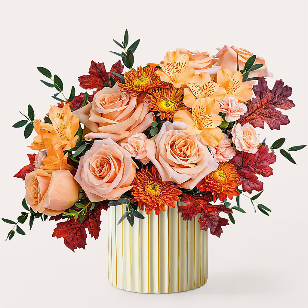 Spiced Latte Bouquet with Ivory Vase –  Pleasanton Flower Shop, Pleasanton CA
