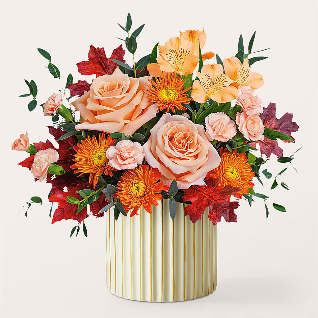 Spiced Latte Bouquet with Ivory Vase –  Pleasanton Flower Shop, Pleasanton CA